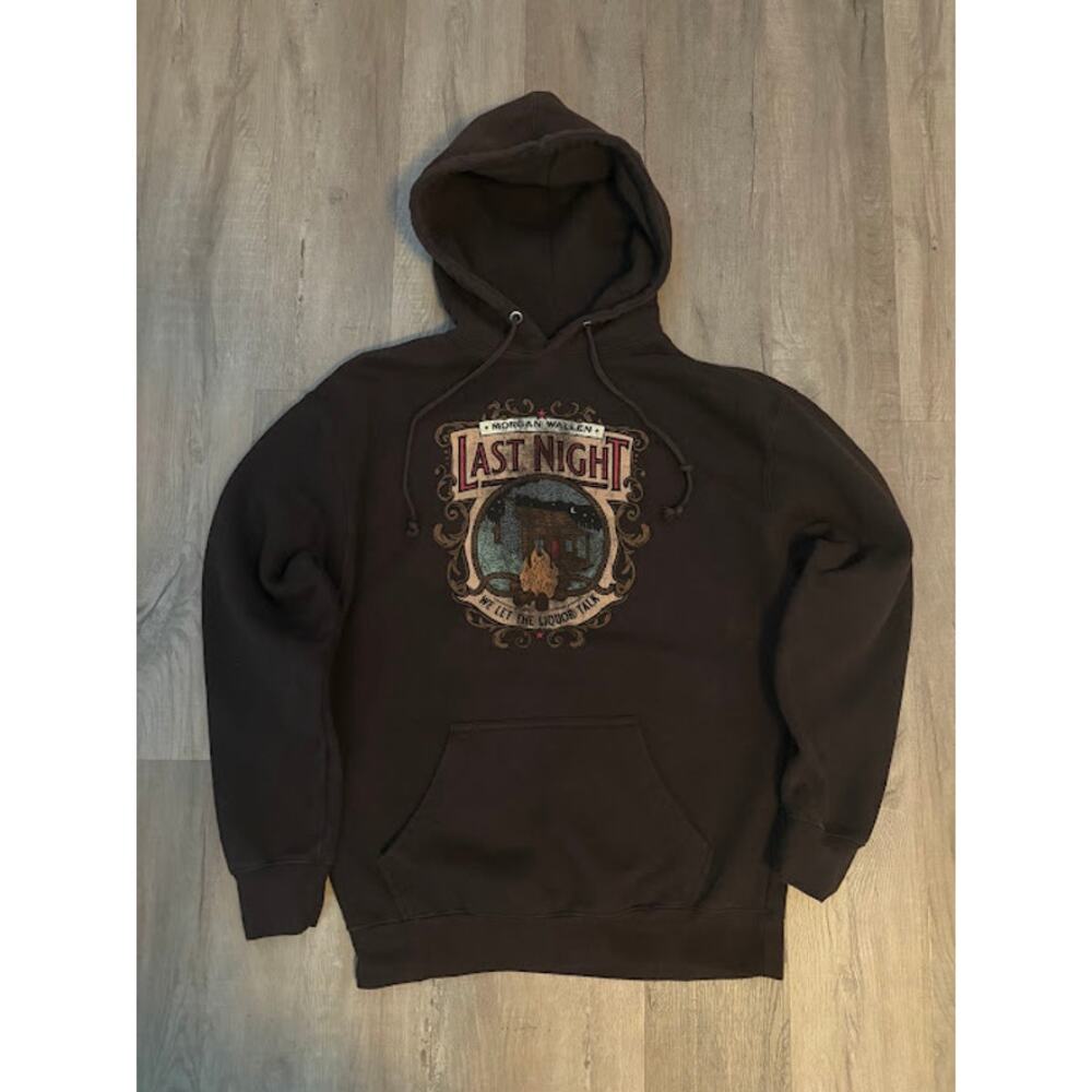 Vintage Style Morgan Wallen Last Night We Let Liquor Talk Brown Hoodie